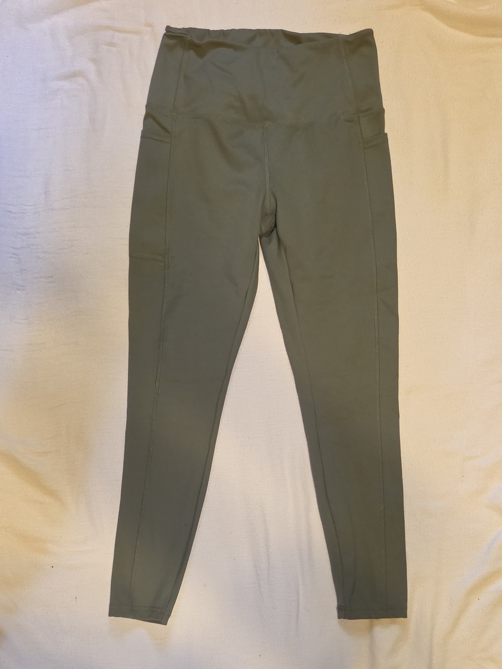 Danskin Women's M Green High Rise Ankle Leggings Solid Stretch Pockets